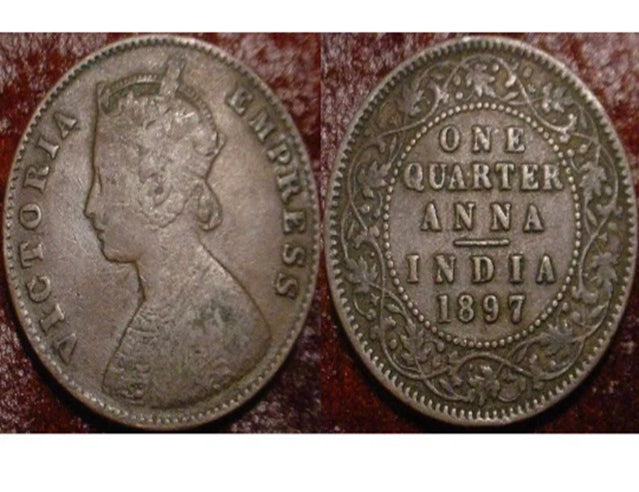 1897 1/4 anna British India**nice details**