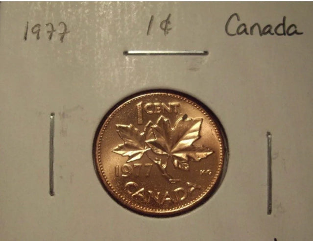 Canada Elizabeth II 1977 Doublé Arrière de la Tête et du Cou Petit Cent - BU
