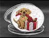 Lucky Coin - Dog and gift box- Craft Gift Coin Colored Silver plated