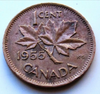 1955 Canadian 1-Cent Maple Leaf Twig Penny Coin Circulated  Good Condition