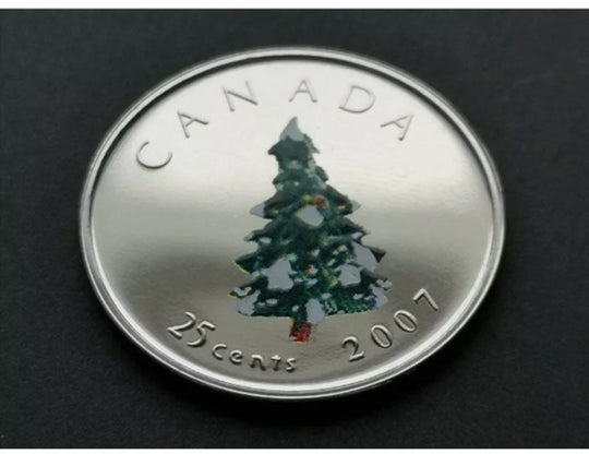 2007 Canada 25 cents coloured Christmas holidays