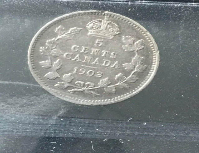 1903 Canada Argent Petite pièce de 5 cents Faible tirage