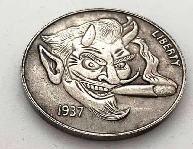 Hobo Coin - tramp pipe male Craft Gift Coin in Protective Plastic Capsule Copper Engraved