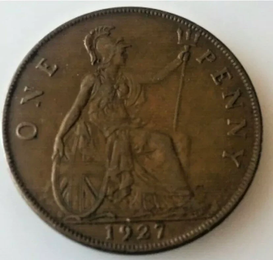 Great Britain 1927 one penny coin