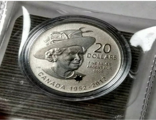 2012 Canada 20 Queen Elizabeth II Diamond Jubilee 9999 Silver Twenty Dollars