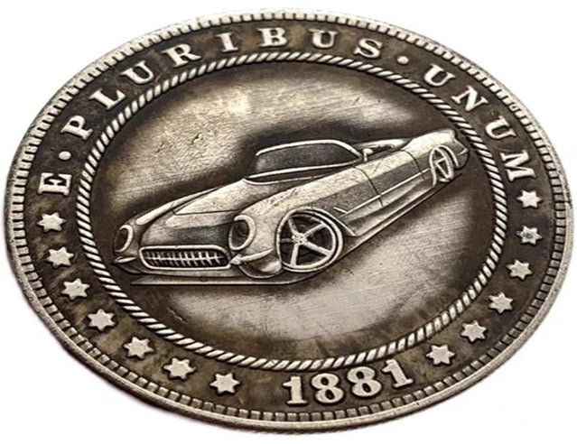 Hobo Coin - Racing Car #3 in Protective Plastic Capsule Copper Engraved