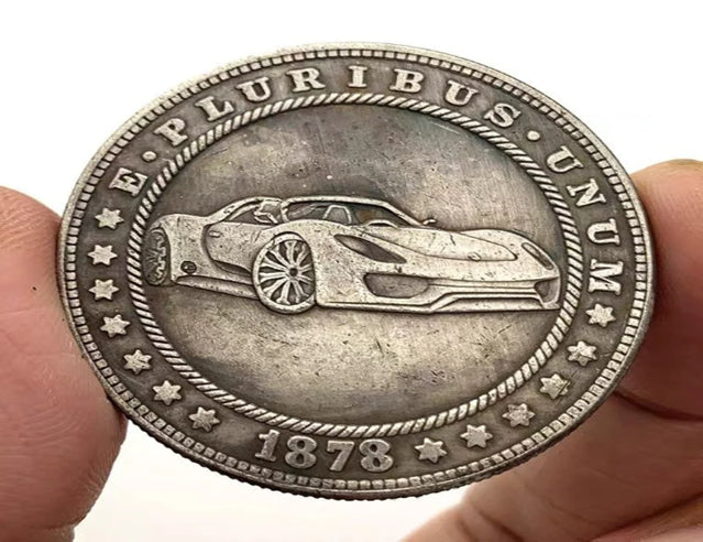 Hobo Coin - Racing Car#2 Coin in Protective Plastic Capsule Copper Engraved