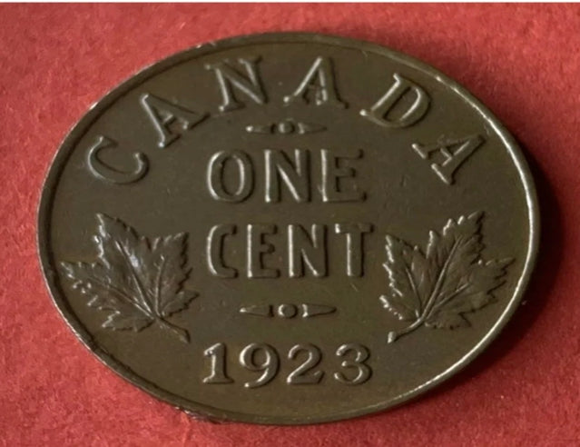 Canada 1923 1 Cent Small Penny Coin - Rare Key Date Small Cent - King George VI Low Mintage High Grade