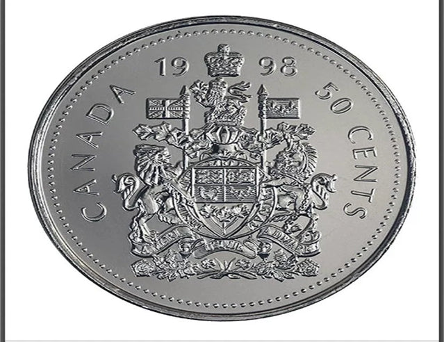 1998 Canadian 50-Cent Coat of Arms Half Dollar Coin BU