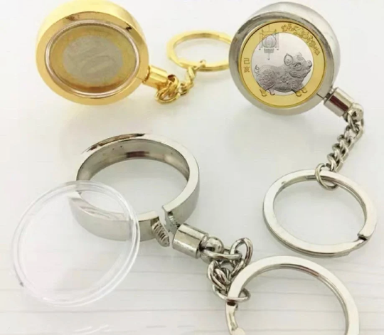 Coin Holder Coins Keyring Alloy Keychain 25- 40 mm
