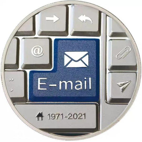 2021 Niue Island 1 Dollar 50 Years of Email silvered copper coin