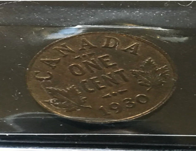 1930 Coin Mart Graded Canadian, Small One Cent, **EF-40**Foreign Residue Clnd