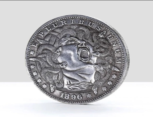 Hobo Coin - Beating heart Roaring snake king in Protective Plastic Capsule Copper Engraved