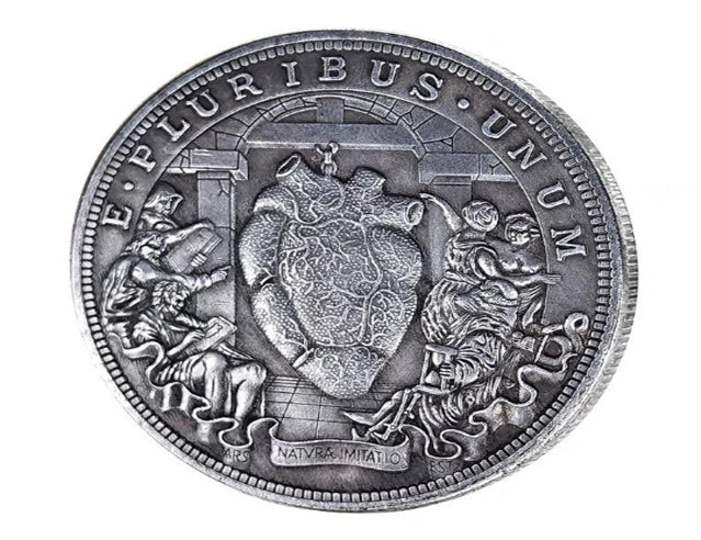 Hobo Coin - Beating heart Roaring snake king in Protective Plastic Capsule Copper Engraved