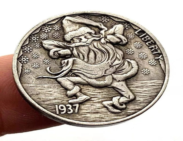 Hobo Coin -Flakes Santa in Protective Plastic Capsule Copper Engraved