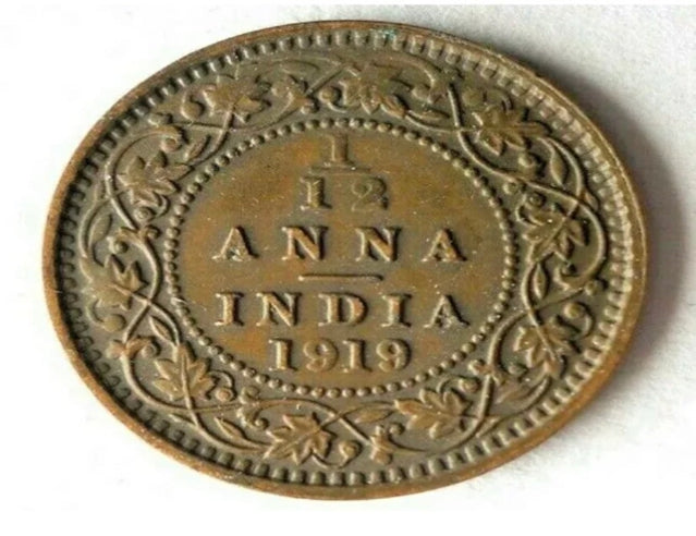 1919 British India 1/12 ANNA - AU - Great Coin
