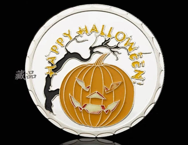 Lucky Coin Halloween pumpkin Festival double-sided luminous coins Colored Silver plated