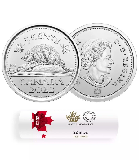 2022 Canada 5 Cent *First Strike* Uncirculated Coin from Special Wrap Roll