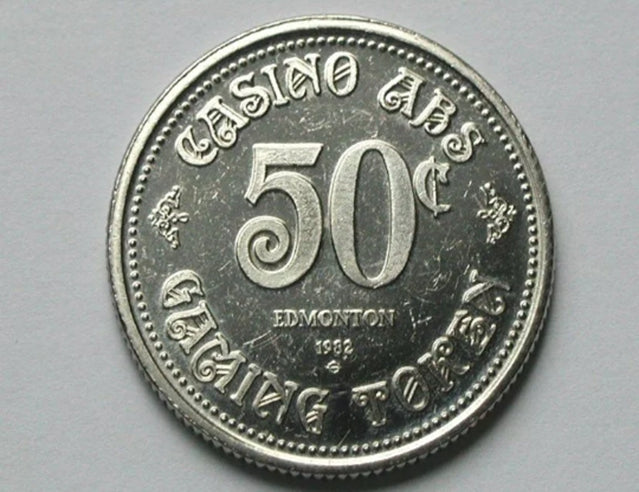 1982 Edmonton AB CANADA Casino ABS (Alberta Bingo Supplies) 50 Cents Metal Token