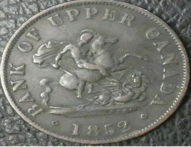 1852 Bank Of Upper Canada Canadian Colonial Half Penny 1/2 d Token