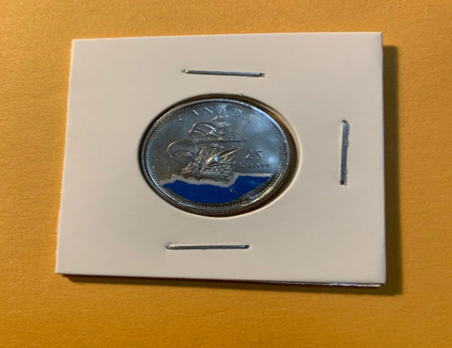 2004-P (1604-) Canadian 25-Cent ILE St Croix/First French Settlement 400th Anniv Quarter Coin Hand Colored