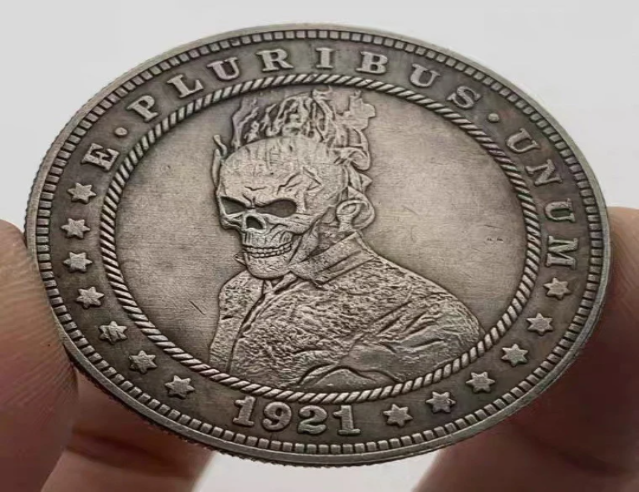 Lucky Coin - Ghost Rider- Craft Gift Coin in Protective Plastic Capsule Silver plated