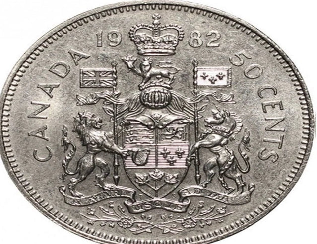 1982 Canadian 50-Cent Coat of Arms Half Dollar Coin UNC