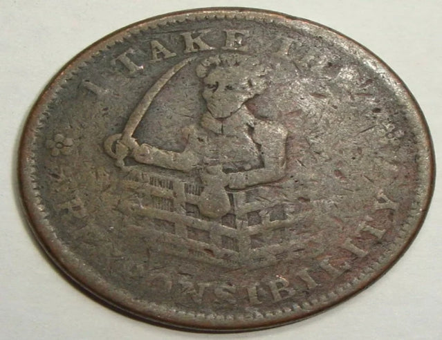 1833 united states i take the responsibility hard times token coin