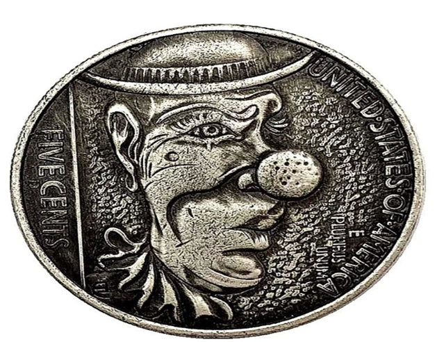 Hobo Coin - Big Nose man in Protective Plastic Capsule Copper Engraved