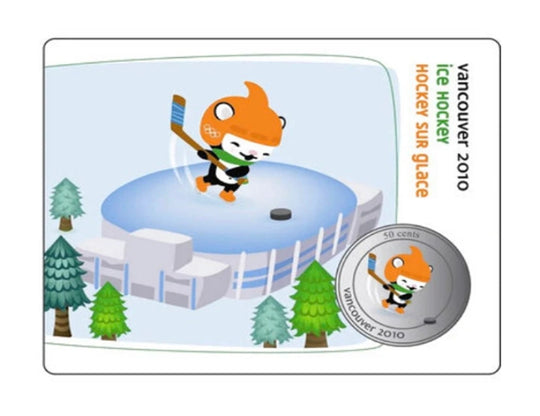Canada Olympic Mascot 50 cents colored coin, Ice Hockey (Miga), 2010