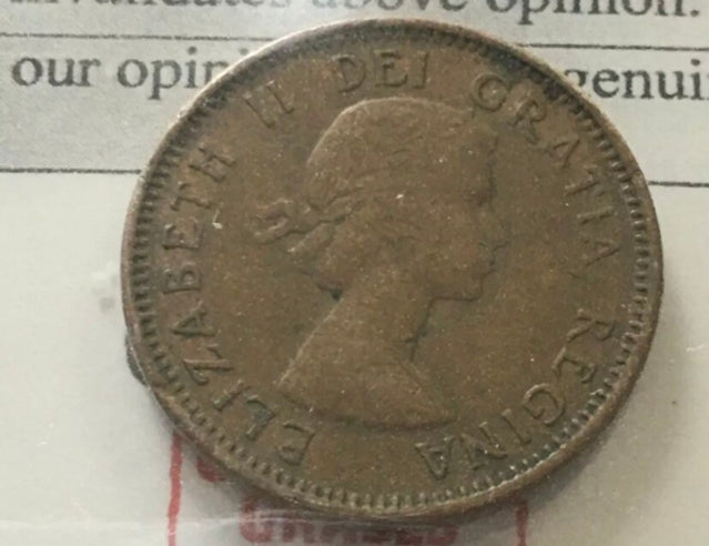 1953 SF Coin Small One Cent VF Shoulder Fold