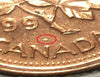 1999 Canada 1 Cent Error Coin un point sur le dessus du N au Canada + « N » Dot Variety BU.