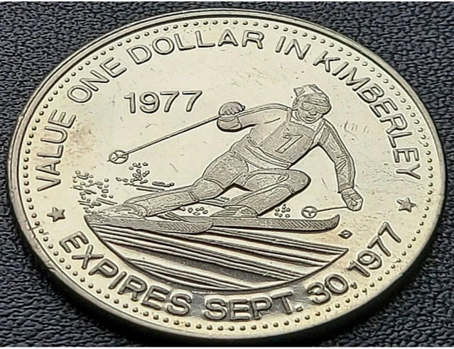 1977 Kimberley B.C. 1 Trade Dollar - Pipe Band - Great Condition