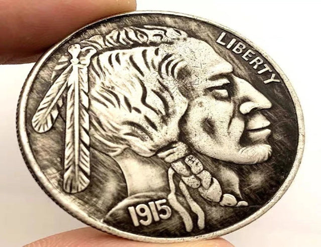 Hobo Coin - Big Nose man in Protective Plastic Capsule Copper Engraved