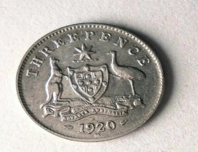 1920 Australia three pence - High Quality Rare Date Silver Coin